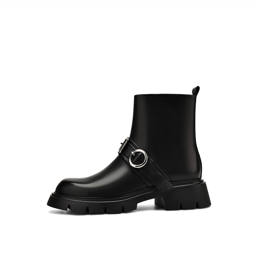 Rosa Bianca Cow Leather Ankle Boots Women's Black
