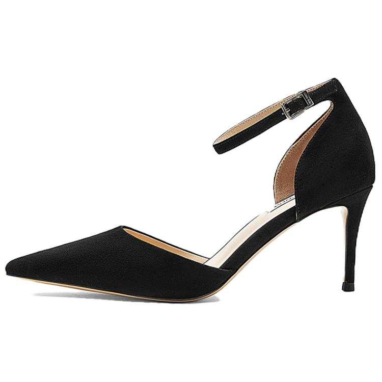 NINE WEST Sheep Suede Slim Heel High Heels 7.5cm Women's Black