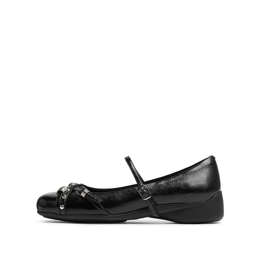 Staccato Silver Ballet Band Sheepskin Platform Mary Jane Shoes Women's