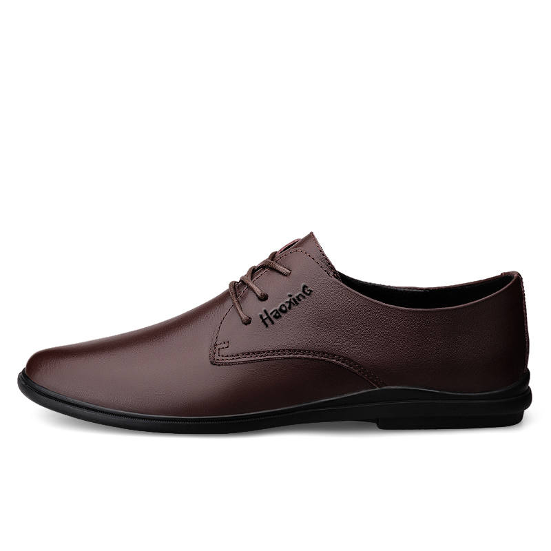 HAOXING Top Grain Cow Leather Dress Shoes Men's Brown