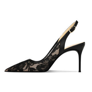 LUKECSION Microfiber Leather Slim Heel High Heels Women's Black