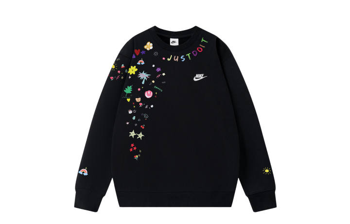 Nike Nike Sweatshirts Unisex Black Starry Night Graffiti Crew Neck Moderate Regular