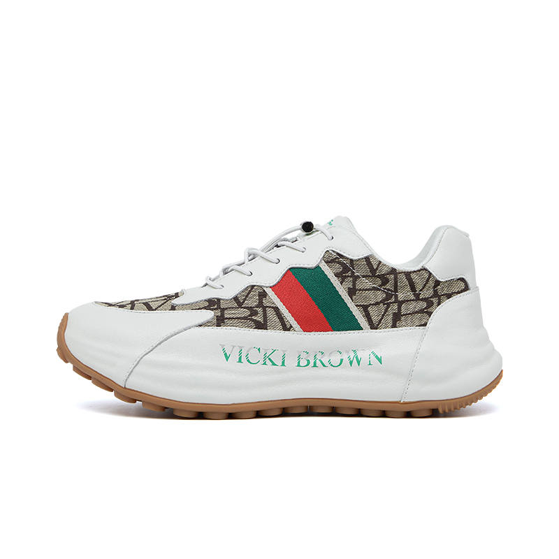 VICKI BROWN Textile, Split Cow Leather Abrasion Resistant Low top Chunky Sneakers Men's
