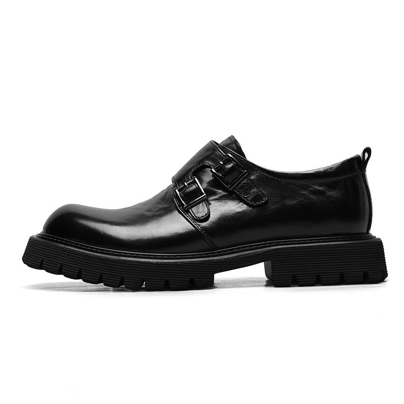 GOLDLION Top Grain Cow Leather Dress Shoes Men's Black