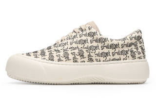 SMILEY French Smiley Face Slip Resistant Abrasion Resistant Low top Canvas Shoes Men's Beige