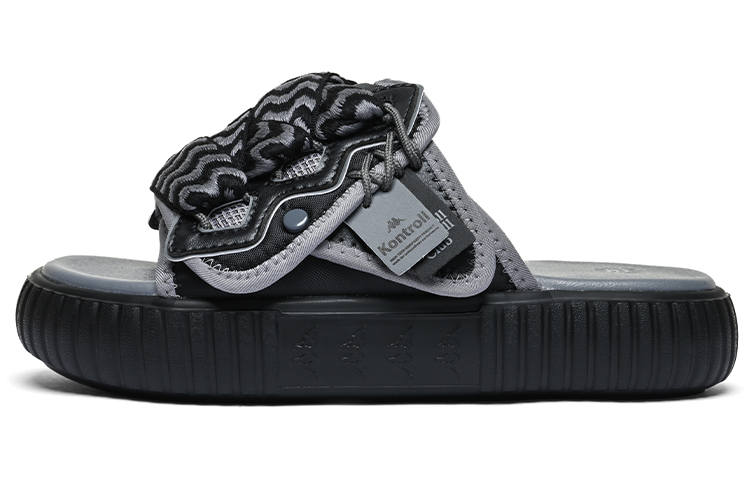 Kappa Slip Resistant Abrasion Resistant Slip Resistant Abrasion Resistant Slide Slippers Unisex Black Gray