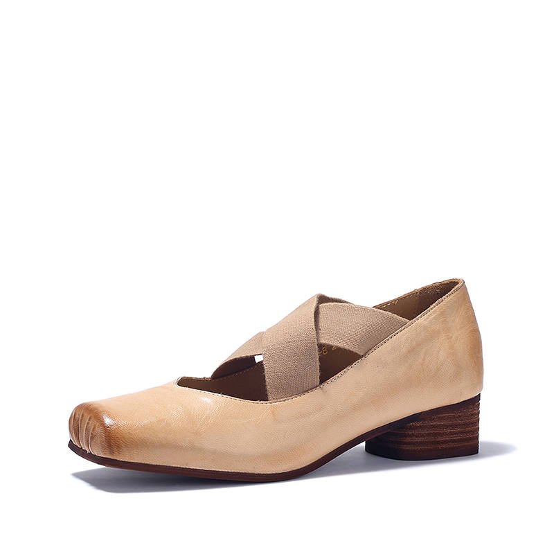 Brut Ros′e Sheepskin Chunky Heel Mary Jane Shoes Women's