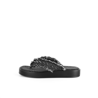 INJOYLIFE Slip Resistant Abrasion Resistant Flip Flops Women's Denim Black