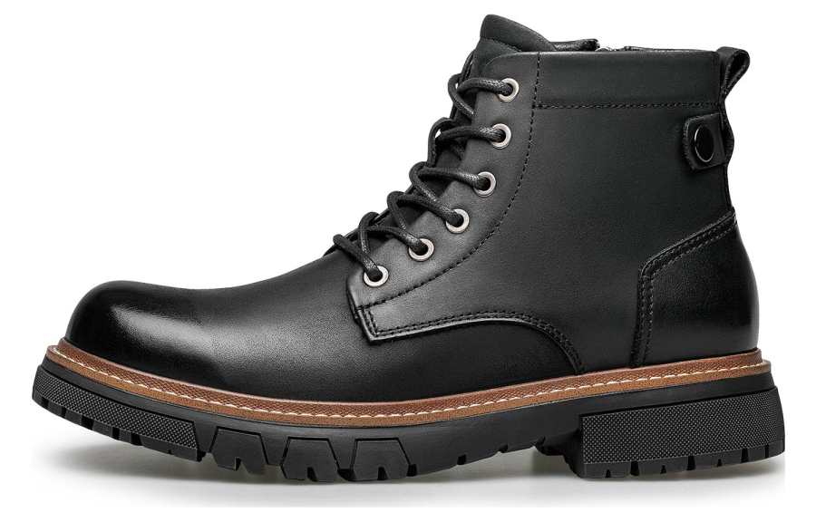 ZRO Top Grain Cow Leather Short Combat Boots Men's Black/Gray