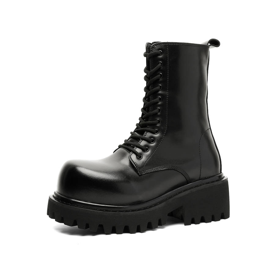 Lanza High Top Zipper Western Knee High Platform Hidden Wedge 10CM Outdoor Men's Boots Crew Combat Boots 7cm Men's
