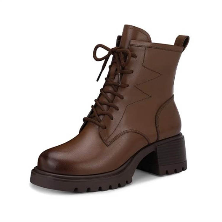 JESSICA SOPHIA Top Grain Cow Leather 13cm Combat Boots 5.5cm Women's