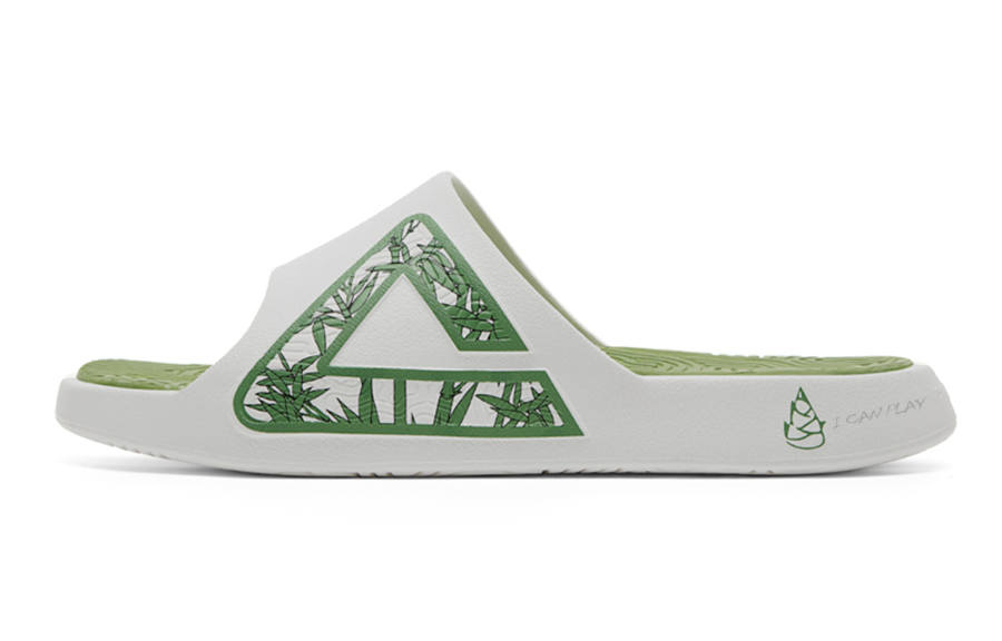 PEAK Tai Ji1.0 Quiet Slip Resistant Abrasion Resistant Slide Slippers Unisex White Green