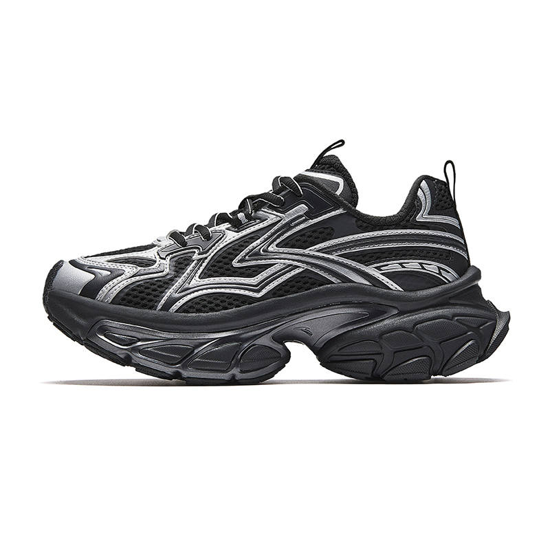ANTA Anta Textile, Synthetic Leather Chunky Sneakers Women's Basic Black/Silver
