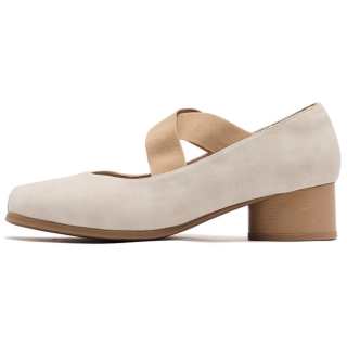 AGSDON Synthetic Leather Chunky Heel Mary Jane Shoes 4cm Women's Beige