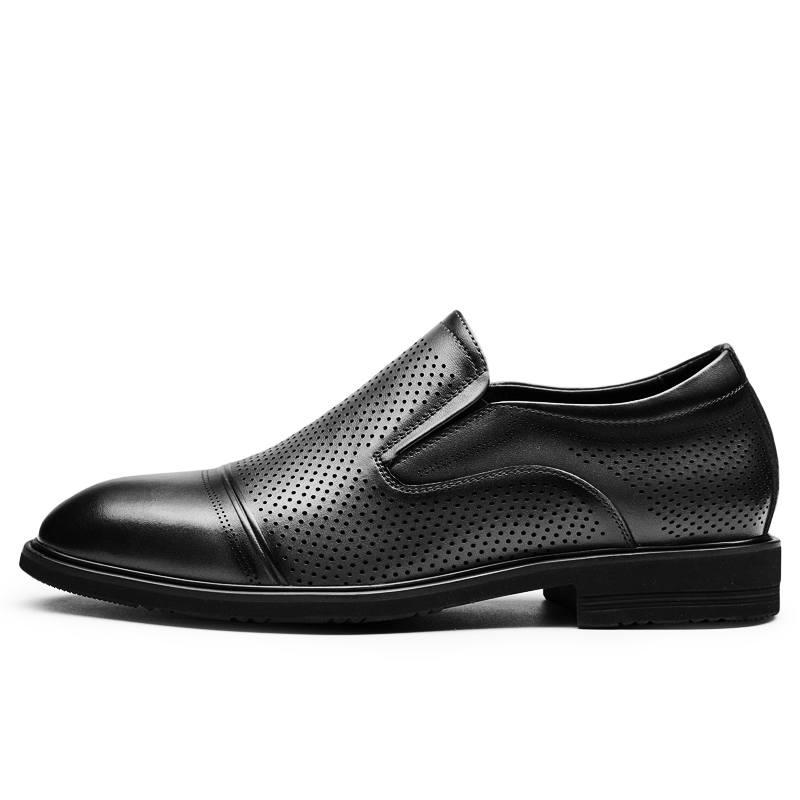 GOG Top Grain Cow Leather Summer Breathable Business Formal Leather Shoes Men's