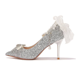 MCKP Slim Heel High Heels 8cm Women's Silver