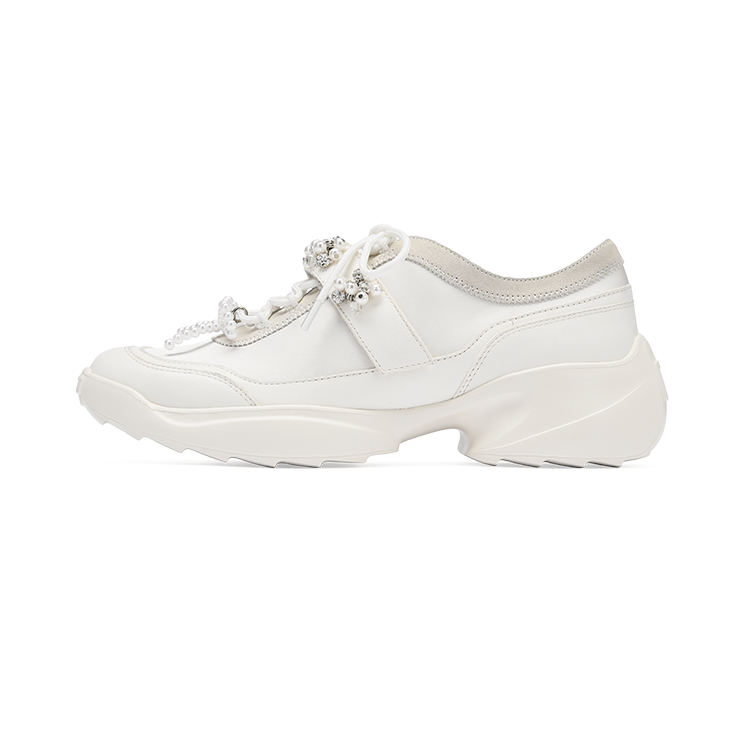 73Hours Mildly Sweet Mark Textile, Cow Leather Low top Chunky Sneakers Women's