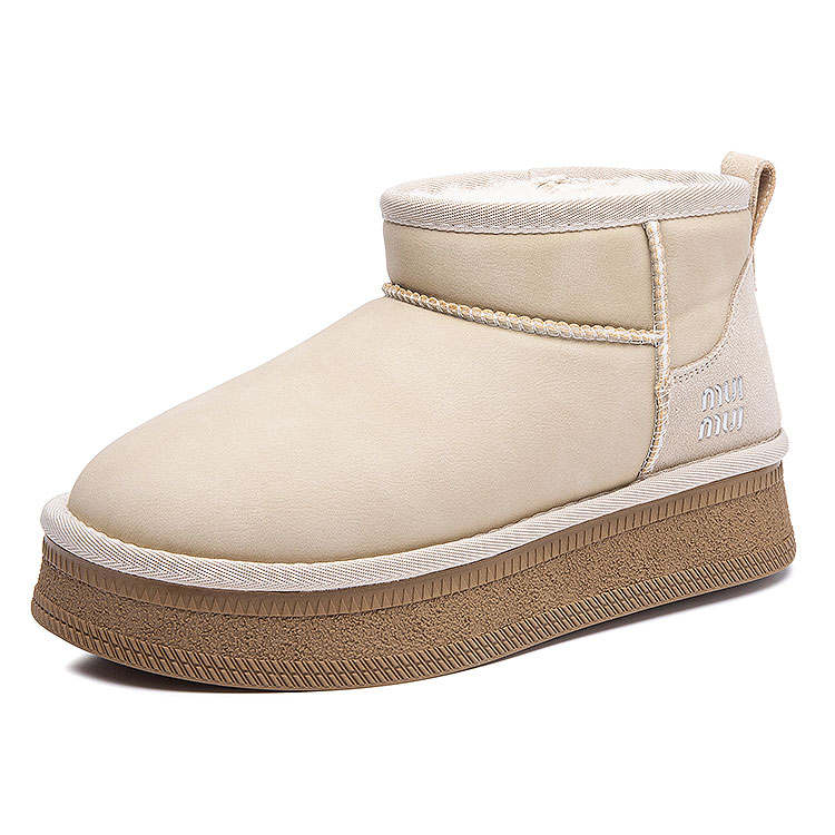 KAQIAODI Cow Suede Fleece Lined Thermal Platform Non Slip And Waterproof Short Snow Boots Women's