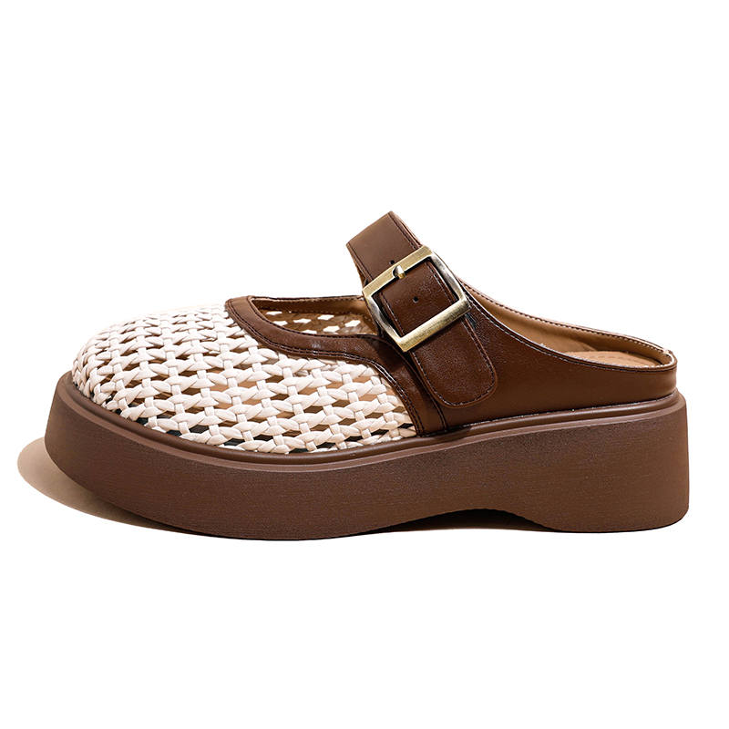 Ouumeis Closed Toe Slippers Women's White Brown