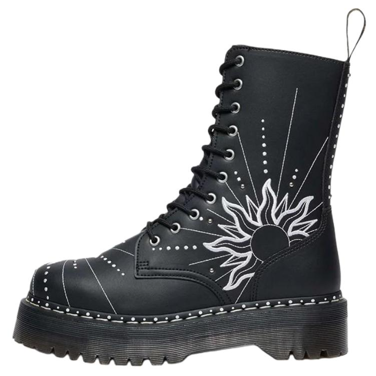 Dr.Martens Jadonseries HI SOLAR FLARE Leather Combat Boots 5cm Unisex Black