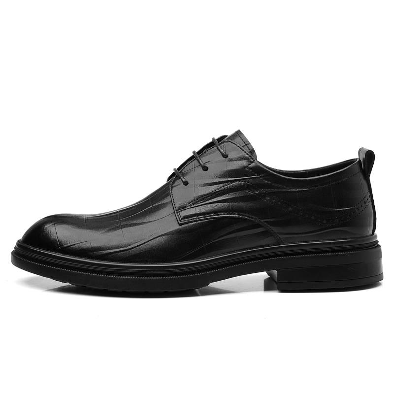 CKVUSAMG Casual Leather Shoes Men's Low Top Black/Brown