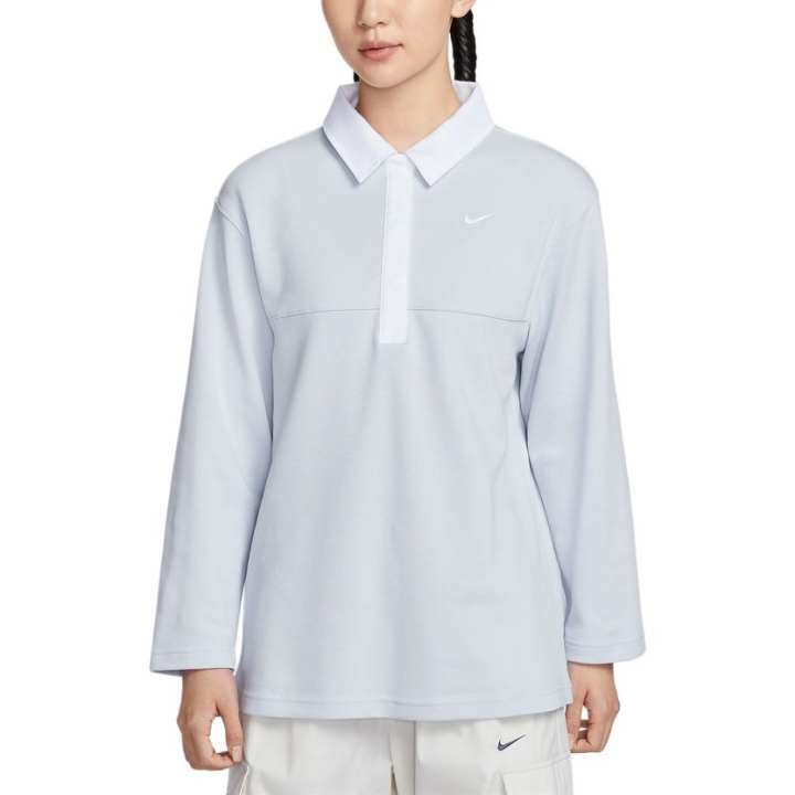 Nike Nike Polo Shirts Women's Light Gray Blue Polo Collar Moderate Straight Fit