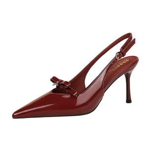 BIGTREE Patent Leather Slim Heel High Heels Women's