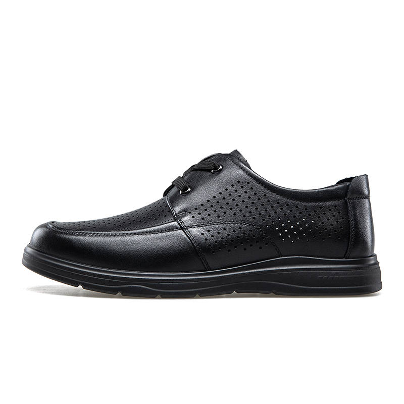KANGNAI Casual Leather Shoes Men's Low Top Black/Brown