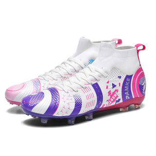 PANKE Soccer Shoes Unisex High Top White Purple Rose+White Pink Blue