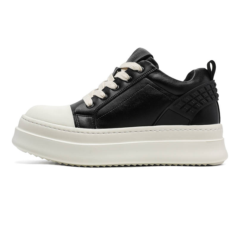 JIETEGONGYANG Microfiber Leather Cushioning, Wear Resistant Low top Skateboard Shoes Men's Black
