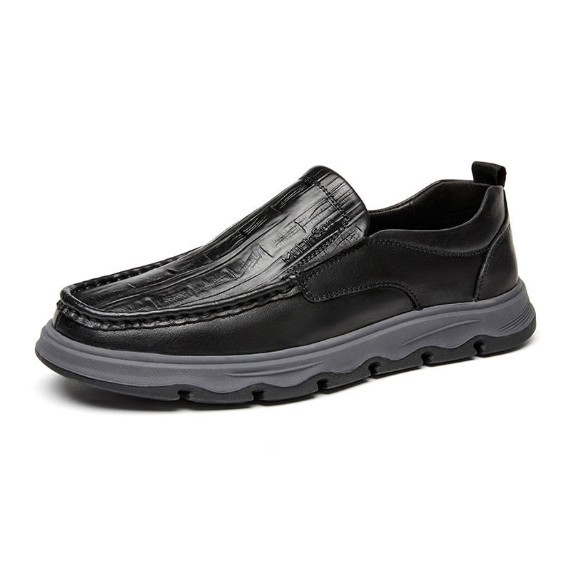 Mulinsen Top Grain Cow Leather Casual Shoes Men's Black