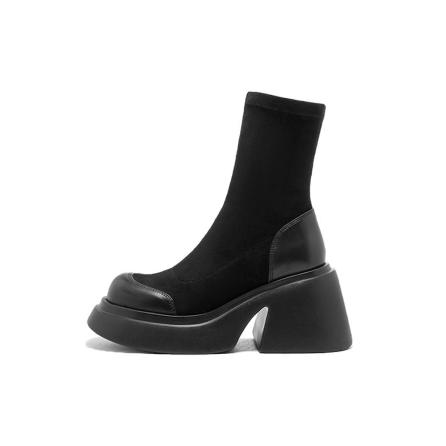 BOJUEMAO Cow Split Leather Ankle Boots Women's