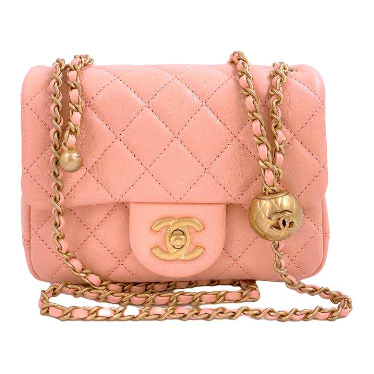 CHANEL Classic Flap CF Sheepskin Crossbody Bags Mini Women's Orange