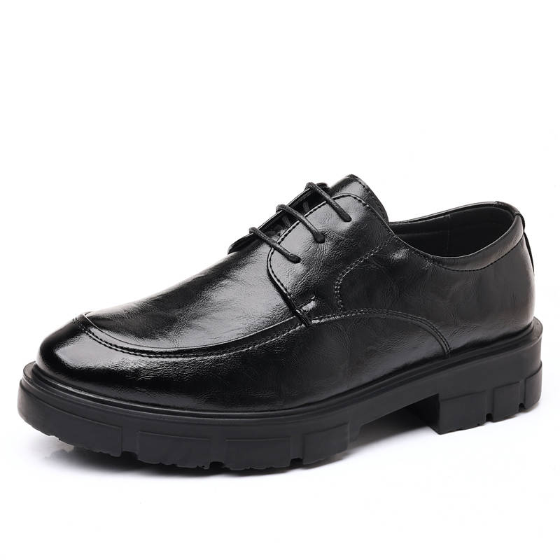 CKVUSAMG Casual Leather Shoes Men's Low Top Black/Brown