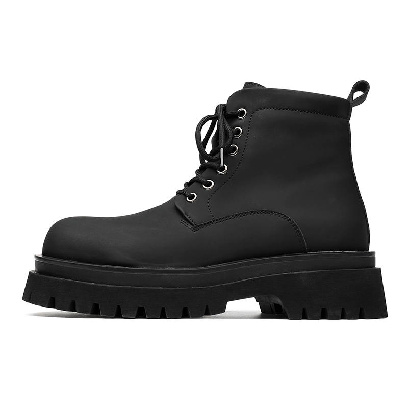 Dounkol Dounkol Get Cool Microfiber Leather Crew Combat Boots 5cm Unisex Black