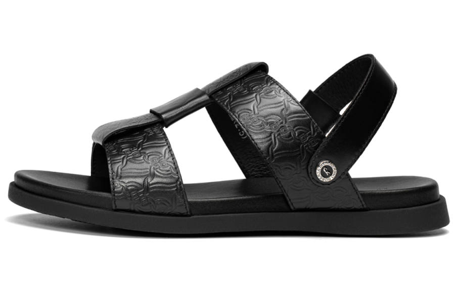 ROBERTA DI CAMERINO Top Grain Cow Leather Stylish Sandal Men's Black