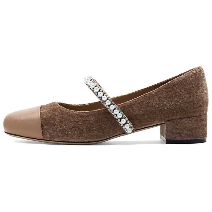 NINE WEST Sheepskin Chunky Heel Mary Jane Shoes 3.5cm Women's