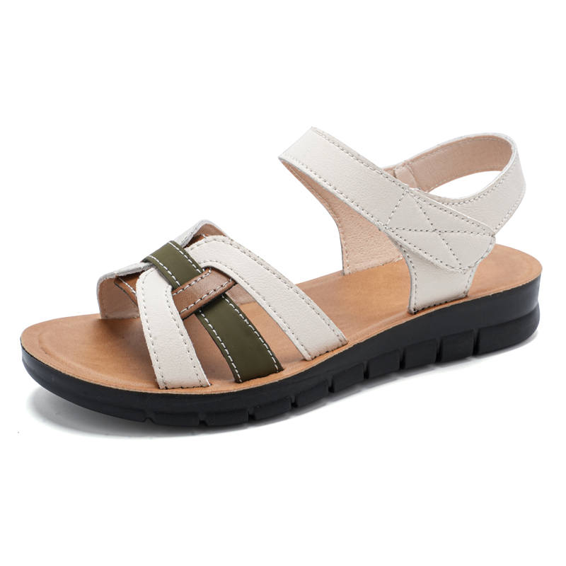 Reivantix Reivanti Cow Leather One Strap Sandals Women's Beige