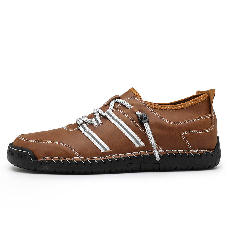 WENNAI Microfiber Leather Casual Shoes Men's Brown