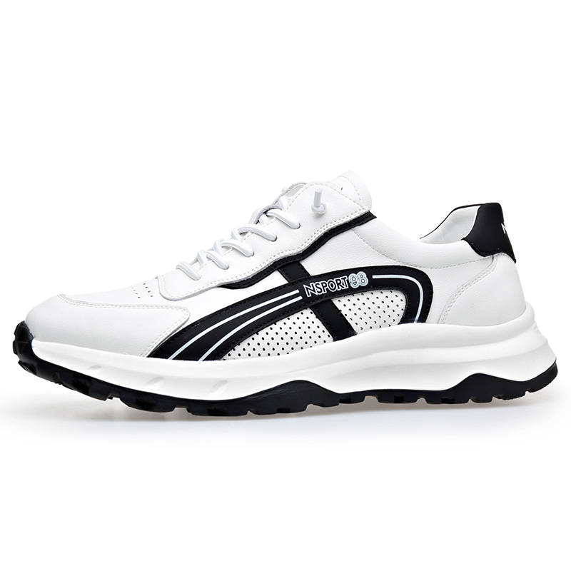 KACHILANG Cow Split Leather Low top Casual Shoes Men's White