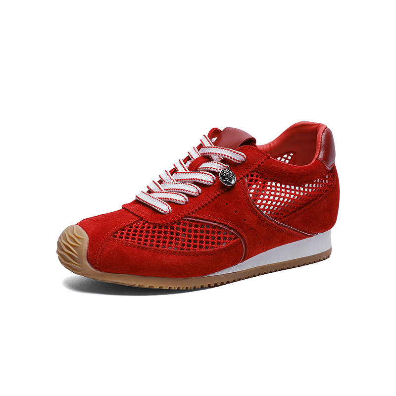 CHIBANG Cow Leather Lightweight Low top Casual Shoes Women's Carmine