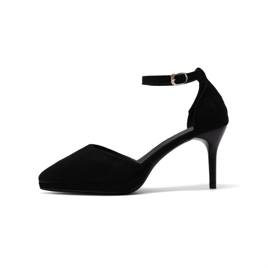 DANGLIANG Pu Slim Heel High Heels Women's Black
