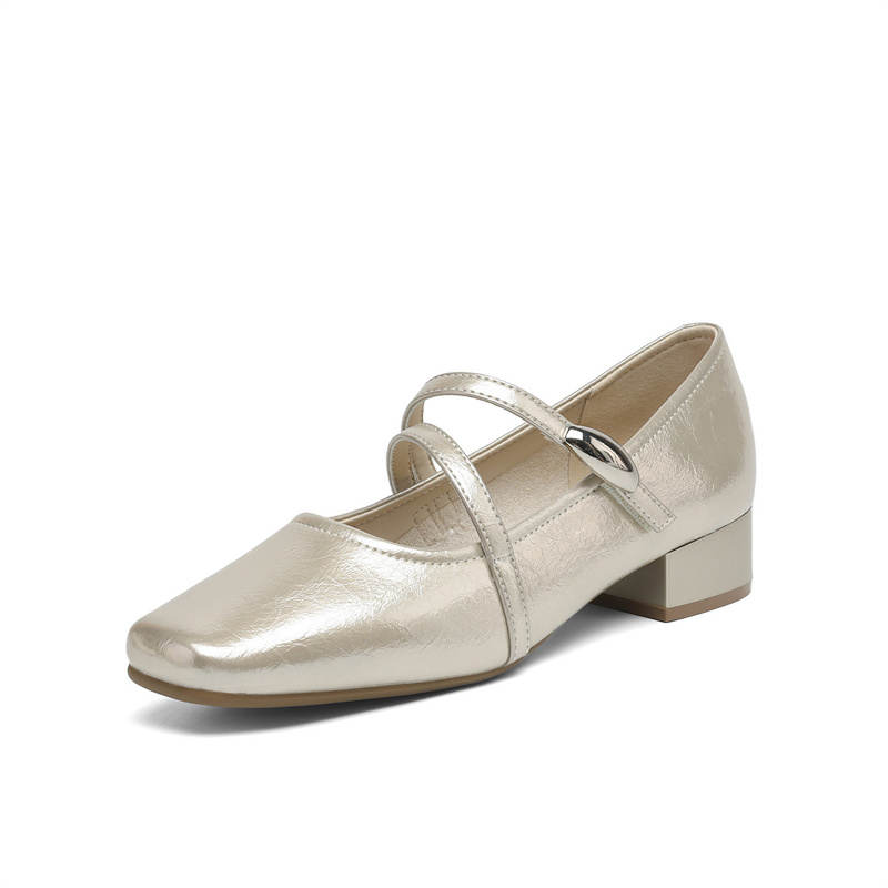 DAPHNE Synthetic Leather Block Heel Mary Jane Shoes Women's