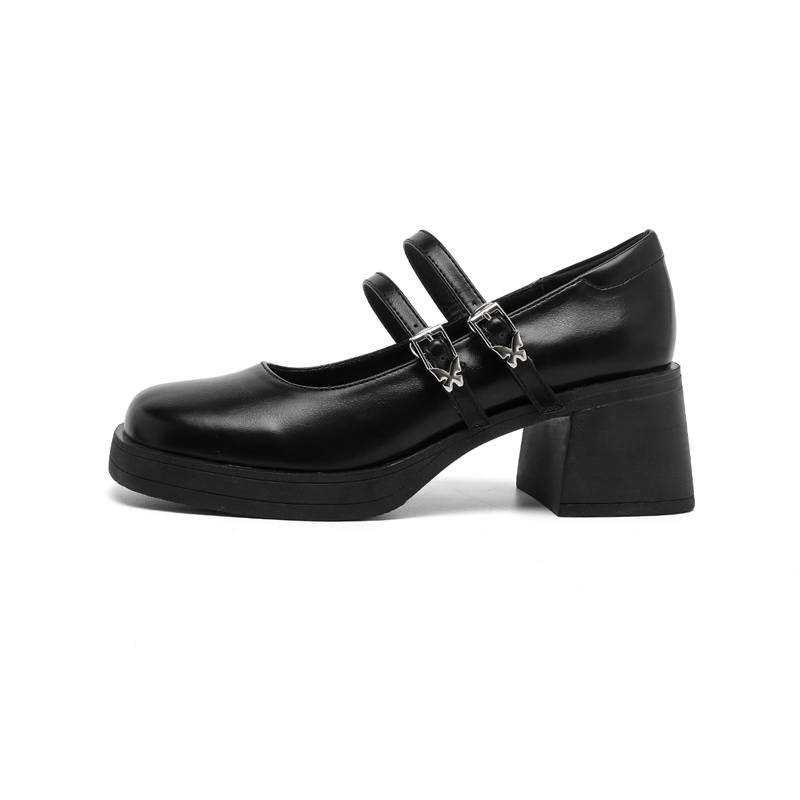 DAPHNE DAPHNE Pu Chunky Heel Mary Jane Shoes 5CM Women's
