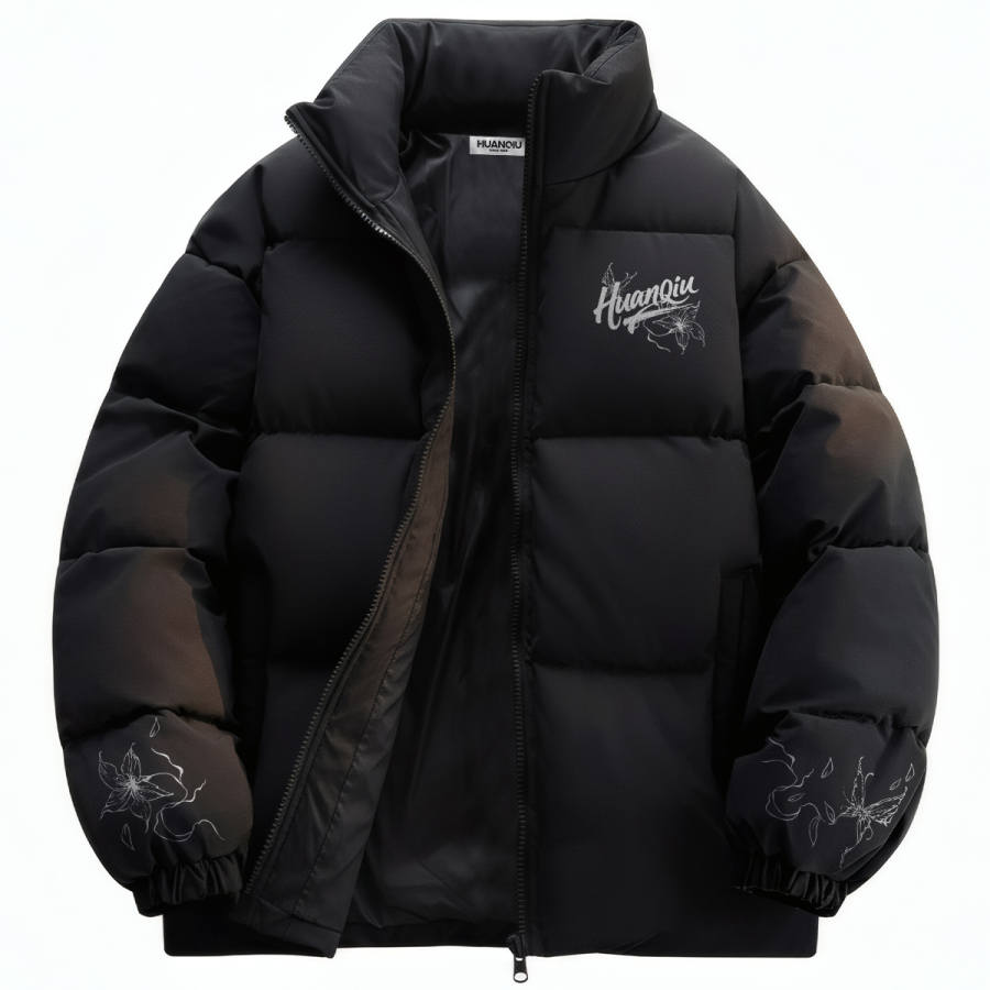 HUANQIU Puffer Jackets Unisex Stand Collar Thickened Padded Puffer Jacket