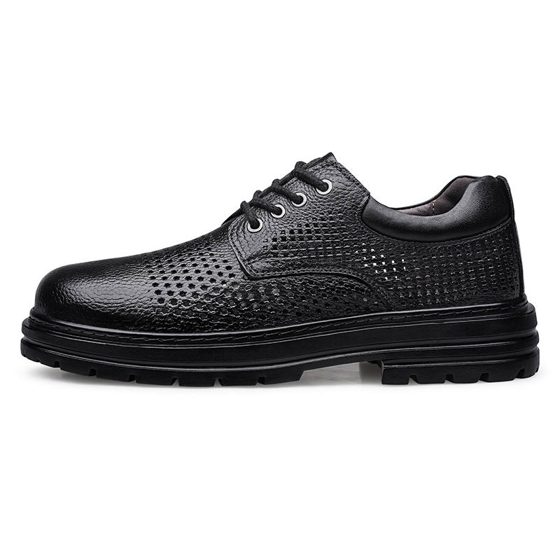 WENNAI Top Grain Cow Leather Casual Shoes Men's Black