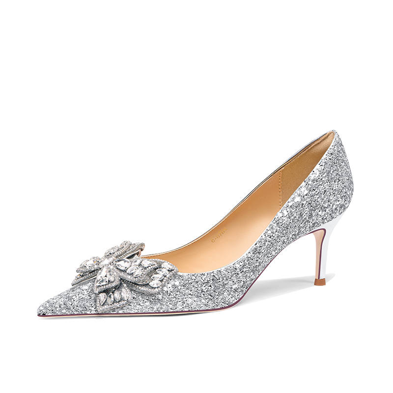 Holy Rose Snowfield Sunrise, Commemoration High Heels Slim Heel Box Women's Silver