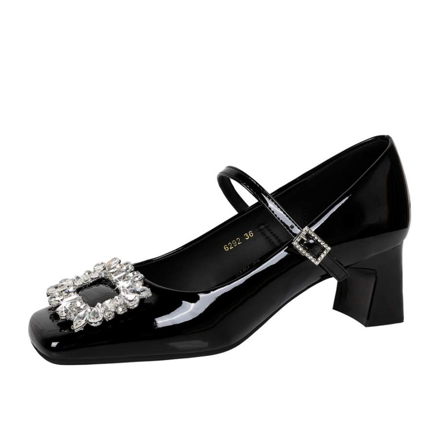 YAFEI XUANYU Microfiber Leather Chunky Heel Mary Jane Shoes 5CM Women's