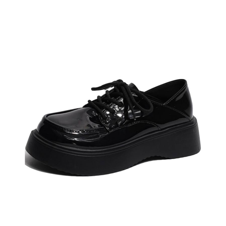 SHUXI Pu Loafers 4.5cm Women's Black