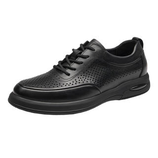 GOG Top Grain Cow Leather Soft Leather Casual Shoes Men's Black